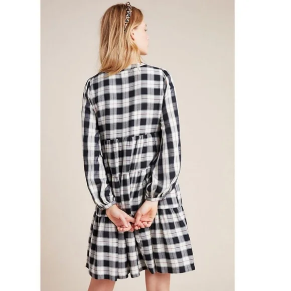 ANTHRO' MAEVE Amber Plaid Tiered Tunic Dress - Picture 2 of 9